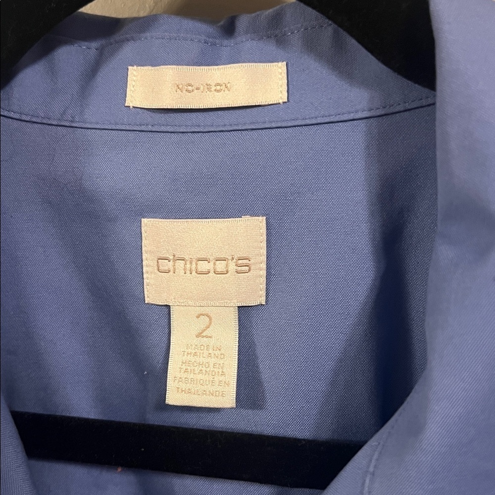 Chico's Classic Blue button up 3/4 sleeve Shirt - Picture 2 of 3